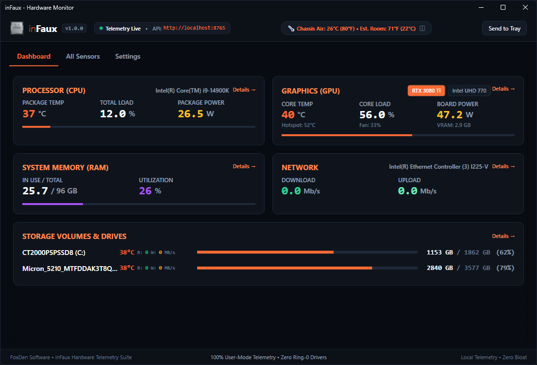 inFaux Native Dashboard